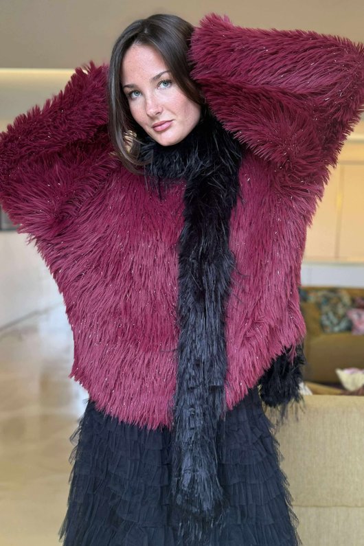 Claudia Shaggy Knit Burgundy